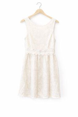 🤍 Forever 21 Ivory Lace Dress Exposed Zipper Lined Size Medium M 🤍